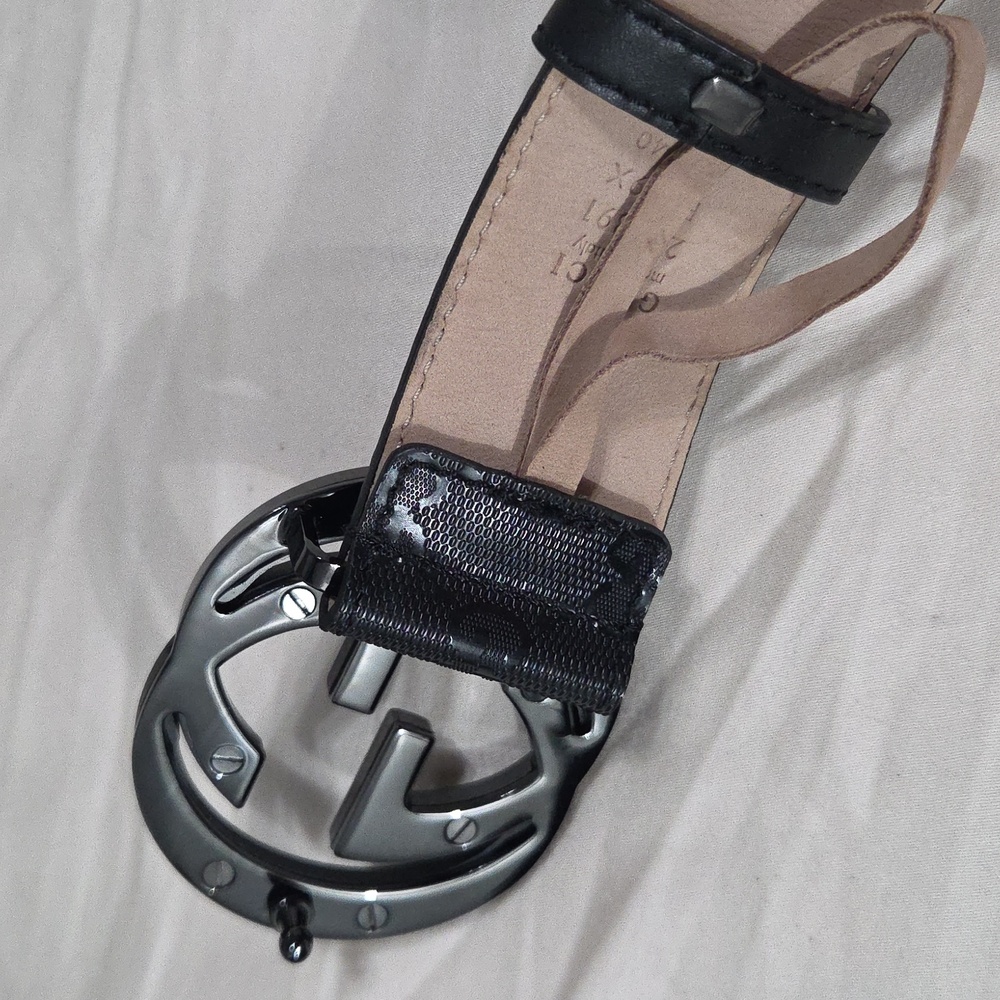 Gucci Black Imprime Monogram GG Belt - Picture 8 of 16